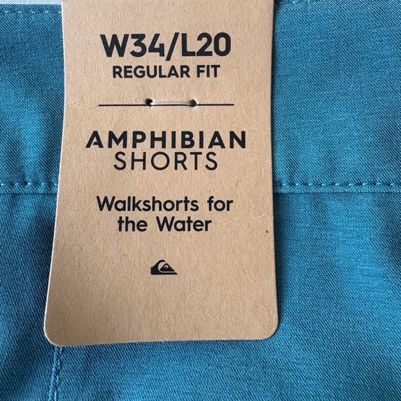 Quicksilver Amphibian Shorts Size 34 Turquoise Beach Casual Boardshorts Stretch - Picture 4 of 9